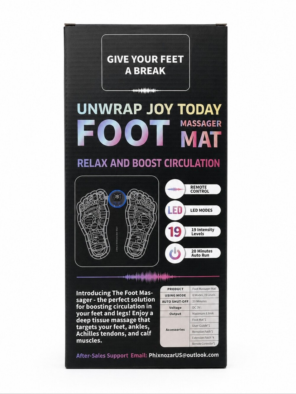 Phixnozar EMS Foot Massager Mat w/ Remote + Electrode Pads – New - Picture 5 of 6